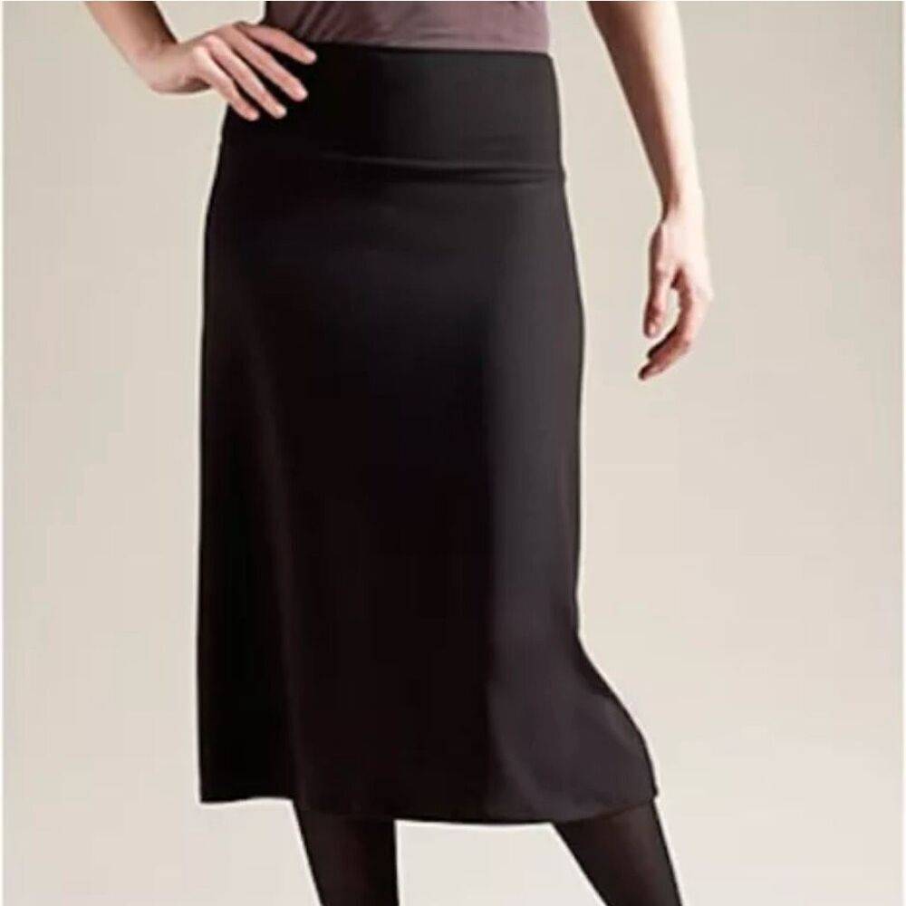 Eileen Fisher black viscose jersey stretch pull on pencil skirt xs